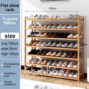 Bamboo Shoes Rack Organizer Shoe Rack Rak Kasut Kayu 5/6/7 Layers Shoe Rack Outdoor Shoe Rack Cabinet 鞋架