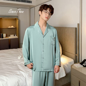 Bộ đồ ngủ pijama nam màu xanh ngọc cao cấp pijama lụa nam - Since Then