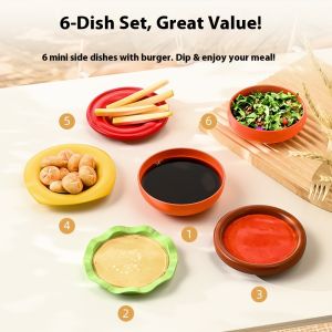 ชุดจานน้ำจิ้มแฮมเบอร์เกอร์ลายการ์ตูนสุดน่ารักสำหรับห้องครัวพลาสติกคุณภาพสูง