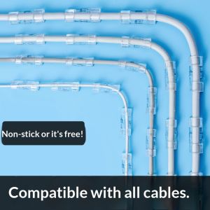 SEA JJT Clear Wall Mount Cable Organizer Clip for Neat Wire Management No Drilling Needed