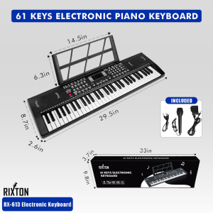 Rixton Electronic 61 Key Portable Electric Piano Multifunctional Keyboard Instruments Professional Music For Beginners Adults And Children(RX-613)