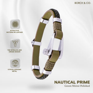 BORCH&CO. Gelang Kulit Pria Leather Bracelet - Nautical Prime Green