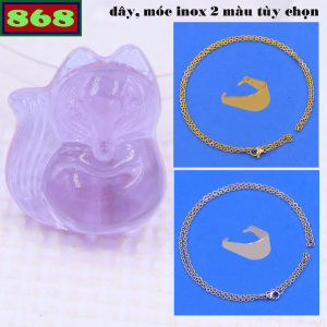 Mặt dây chuyền hồ ly 3 cm x 4 cm ( size L ) pha lê tím kèm dây chuyền inox - mặt dây chuyền phong thủy hồ ly pha lê tím