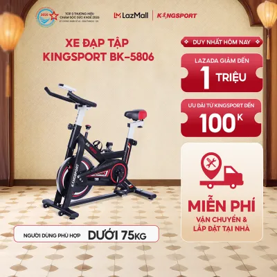 [Miễn phí lắp đặt] Xe đạp tập KINGSPORT BK-5806 bánh đà 6kg khả năng kháng lực cao tích hợp đồng hồ đo lường chỉ số