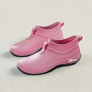New Womens Short Rain Boots Fashionable Rubber Waterproof Rain Boots Non-slip Short Rain Boots Casual and Versatile Outdoor Rain Shoes Cute Candy Color Womens Rain Boots 0105523