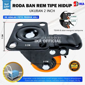 Roda Kastor 2 Inch XANDER KENMASTER ASLI 100% Oranye TEBAL Plus Rem / Castor Swifel Plate Etalase Troli / Hidup rotasi / Roda Kastor 2 Inch Hitam dan Orange TEBAL + REM/HIDUP/MATI Etalase Troly Tahan Beban 250kg Hidup untuk meja kursi lemari troley