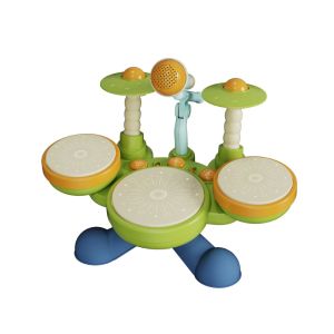 SUN ME BPA Free Jazz Drum Set Toys Light Up Wear Resistant Kids Drum Set Durable With Microphone Musical Montessori Toys Birthday Gifts