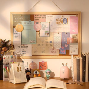 DUKEEN Kawaii Soft Wooden Letter Message Board Decorative Postcard Photo Wall Cork Board Memo Paper Background Board Stationery