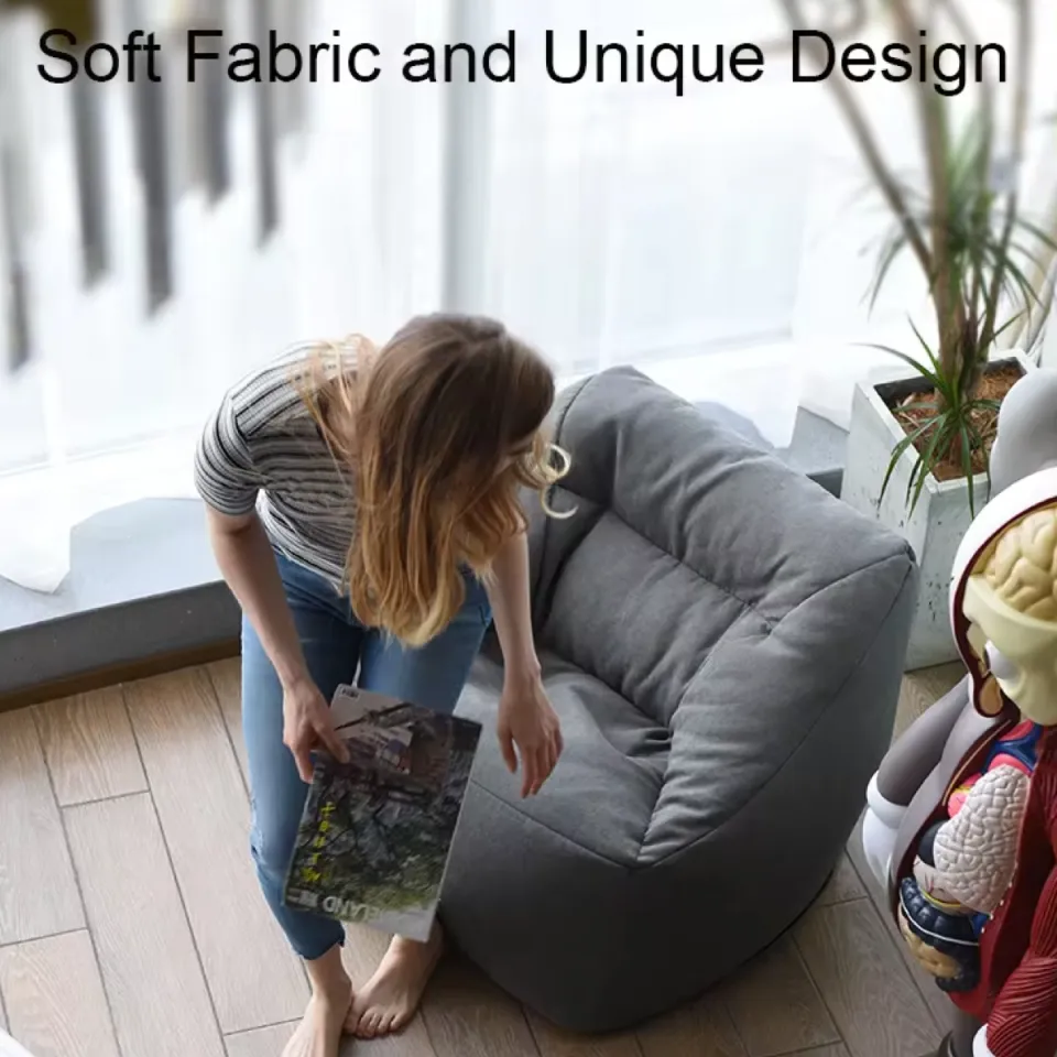 NICEDEAL Square Beanbag Chair Sofa Armrest Bean Bag-Brown Color