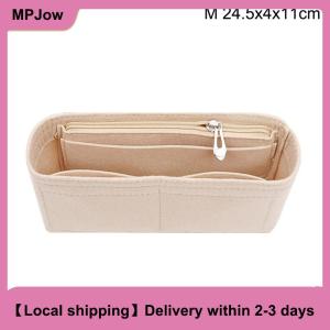【Local shipping】 Multi-Pocket Women Insert Bag Felt Fabric Purse Handbag Organizer Bag Liner Tote