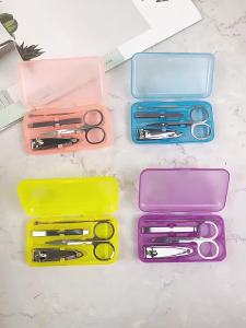 4-Piece Stainless Steel Nail Clipper Set withStorage - Blue 360 Rotating Head Anti-Slip Handle for Men Women Elderly
