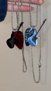Stainless Steel Rock Guitar Pick Pendant Necklace for Men Women Friendship Hip-Hop Perfect Gift for Guitarists & Music Fans