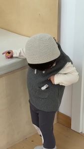 Childrens knitted vest 2026 Spring baby clothes Korean style childrens clothing for boys T Shirt and leggings set