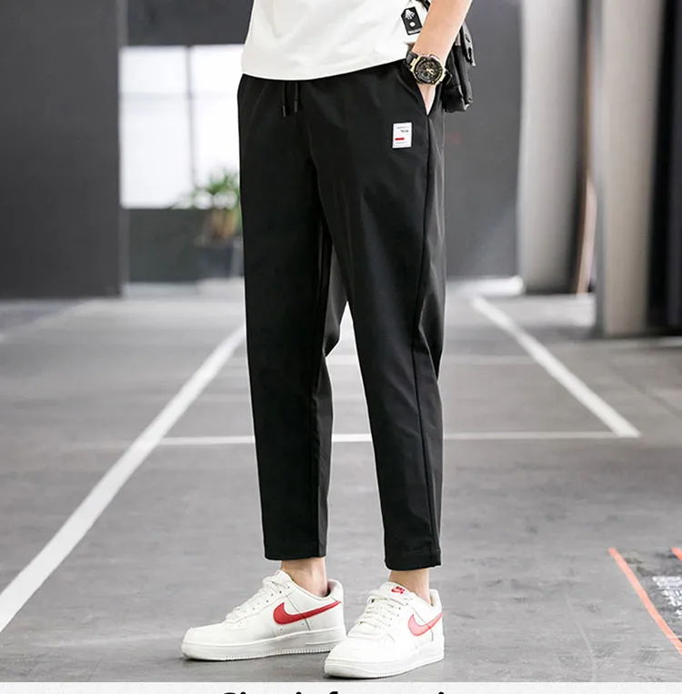 2023 Spring New Fashion Men's Elastic Waist Casual Pants Korean Style Bound  Feet | eBay