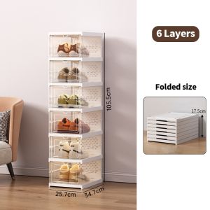 Shoe Box Storage 3/6/9 layer  Hard Case Organizer Clear Plastic Stackable Foldable Shoe Holder Flip-open Shoe Cabinet Organizer Box Student Dormitory Assembled Dustproof and moisture-proof Shoe Rack