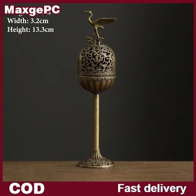 MaxgePC Lư xông hương hợp kim cổ điển giá đỡ que hương lư xông gỗ đàn hương mini đục rỗng ba chân đồ trang trí nhà cửa