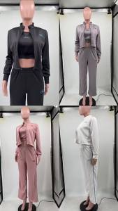original alo European and American womens fashion new export styles   Stylish and casual outfit   Wide-leg high-end three-piece set