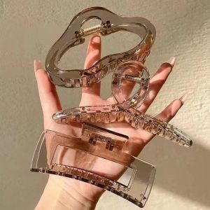 3pcs/set Transparent Khaki Hair Clip Set Simple Tea Color Elegant Hair Clamp Fashion Accessories