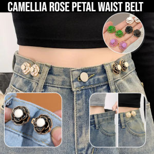 Elegant Waist Cinch Buckle Fashion Corset Belt with Camellia Rose Petals Design Women Fashion Accessory