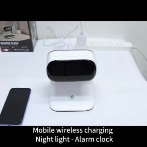 1pc new multi-functional LED warm light night light alarm clock - support mobile phone wireless charging - suitable for living r