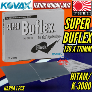 KOVAX BUFLEX ASLI JEPANG Amplas Kotak Lembaran Sheet 130 x170mm Dry Sanding BLACK HITAM K-3000