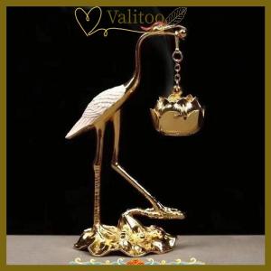 [Valitoo] Crane Incense Burner Holder Stove Lotus Incense Burner Antique Alloy Lotus Hanging Stove Tea Ceremony Craft Household Decoration