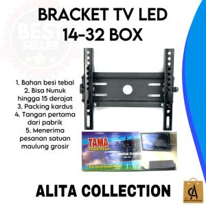 BRACKET TV 32 BOX LED LCD PLASMA FLAT PANEL UKURAN 14 SAMPAI 32 INCH HARGA MURAH BARANG BERKUALITAS BAHAN BESI TEBAL WARNA HITAM ANTI KARAT BREKET PROMO DISKON BRAKET TERLARIS