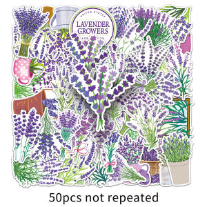 50PCS ungu Lavender PVC pelekat kanak-kanak estetik hiasan Scrapbooking korea alat tulis bekalan sekolah untuk kanak-kanak