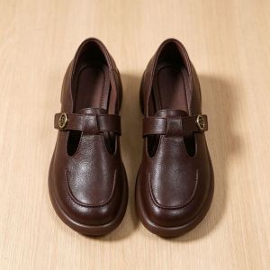 Free Shipping WomenS Autumn New Collection: Soft-Soled Soft-Leather Flats Shallow-Toe Leather Shoes And WomenS Round-Toe Flats