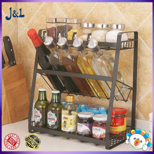 JustLiving Kitchen Rack Storage Shelf Multifunctional Three Layers Seasoning Rack Kitchen Supplies Spice Bottle Storage Organize Rack