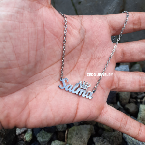 Kalung Nama - Zedd Jewelry: Warna Silver dan Emas Tahan Lama Anti Karat - Cantik Berkualitas Cocok Untuk Kado Hadiah - Salma Diamond Necklace: Titanium 18K Gold Plated - COD Bayar Di Tempat