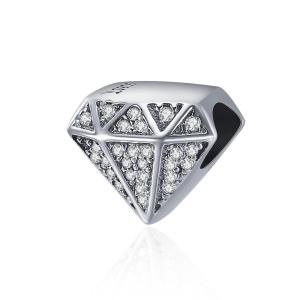 BAMOER Free Shpping Authentic 925 Sterling Silver Luxury Geometric Shape Clear CZ Beads fit Original Charm Bracelet Fine jewelry S925 SCC397