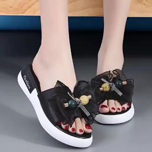 [Free Shipping] Bow-Knot Anti-Slip Sandals WomenS Summer Slippers Trendy New Style For Outdoor Wear Fashionable Thick-Soled Sandals
