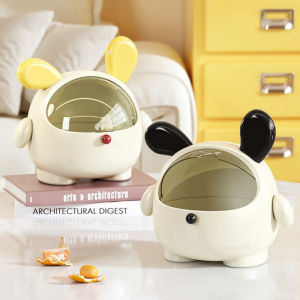 Desktop Rabbit Storage Box Desk Organizer Bin Cute Student Girls Hair Accessories Stationary Storage Kawaii Korean Storage Rack