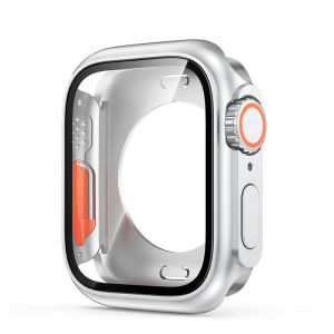 【Change To Ultra】Sanptoch 2 in 1 Full Coverage Case For Apple Watch Series 9 8 7 SE2 SE 6 5 4 Hard PC Cover With Tempered Glass Screen Protector For iWatch 45mm 44mm 41mm 40mm