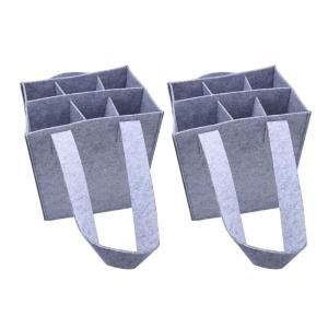 2Pieces Elegant Felt Wine Carriers Bag with 6 Compartments with Protective Padding and Handle Beer Bottle Holders Bag