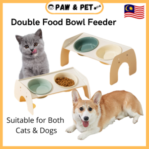 Iron Pet Double Bowl for Dog Puppy Kitten Cat Food Water Feeder Ceramic Dish Bowl Cats Dishes Dogs Drinking Bowl