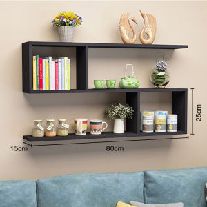Wall Mount Floating Shelf Shelf Modern style Unit Rak 3 Tingkat Black/White/Wood Color Book Storage And Home Decor