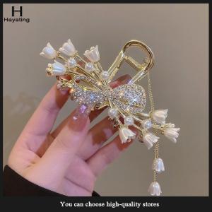 Hayating Rhinestone Tassel Hair Claws Flower Hair Clip Hairpin For Women Elegant Ponytail Fashion Hair Accessories