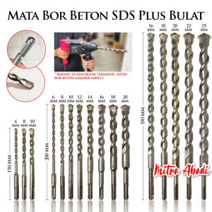PANJANG 350 MM Mata Bor Beton Hammer Impact SDS Plus Bulat Bobok Tembok 22 mm 25 mm