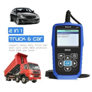 NEXAS NL102 OBD2 Scanner รถบรรทุกเครื่องยนต์ดีเซลเบรกแบทเตอรี่ ABS วอลโว่ฮีโน่ ISUZU รถยนต์และรถบรรทุก 2 ใน 1