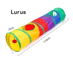 V.TOP Lorong Mainan Kucing / Mainan Hewan Peliharaan Anjing Kucing / Terowongan Kucing Berwarna Pelangi Dengan Tiga Saluran Interaktif
