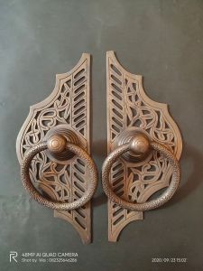 Handle Pintu Rumah Kuningan Motif Gebyok Antik GBY 059 2 Pcs