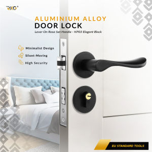 Kunci Pintu Roses Elegant Black Curved Silent Door Lock Set DRL-500SV