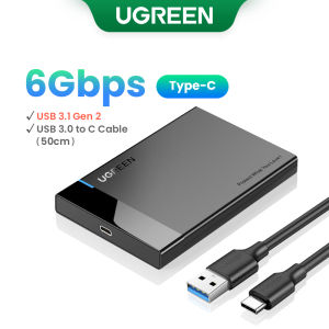 UGREEN USB C Hard Drive Enclosure 2.5 inch USB 3.1 Gen 2 Type C to SATA External Hard Drive Disk Case Adapter Housing for 9.5mm 7.5mm 2.5 Inch SATA I II III PS4 HDD SSD Up to 6TB
