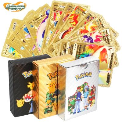 Aoduoyaya  55 ชิ้น/กล่อง Pokemon Gold Foil Cards ภาษาอังกฤษ Trading Card Collection การ์ดโปเกม่อน
