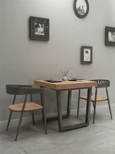 Yaoan Shijia Square Iron Dining Table Adjustable Height Assembly Required for Coffee Shop Milk Tea Shop Restaurant American Country Style