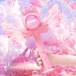 Angel Fairy Magic Bubble Wand Handheld Fully Automatic Bubble Machine Blowing Bubble Girl Children Electric Birthday Gift
