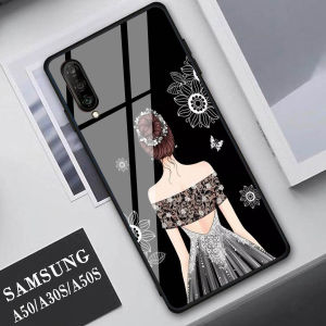 Softcase Glass Kaca Samsung A30S A50 A50S - J84- GAUN WANITA Casing Hp-Pelindung hp-Case Handphone
