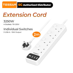 TESSAN SG - Surge Protector 4 Outlet Extension Cords with USB & Type C Individual Switches Power Strips